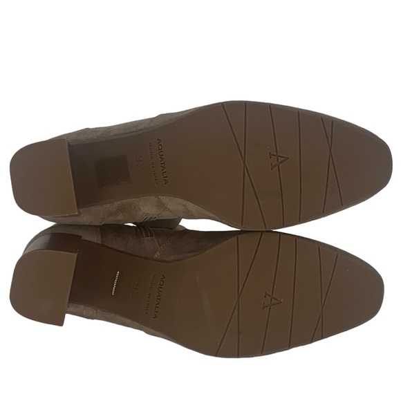 AQUATALIA | Luissa Shell Tan Ankle Side Zip Suede Booties | Size 9.5 - Picture 12 of 14